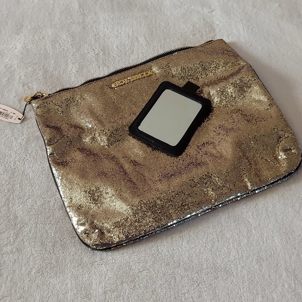 Victoria's Secret Gold Sparkly Fold Over Clutch Accessory Bag - Picture 6 of 8